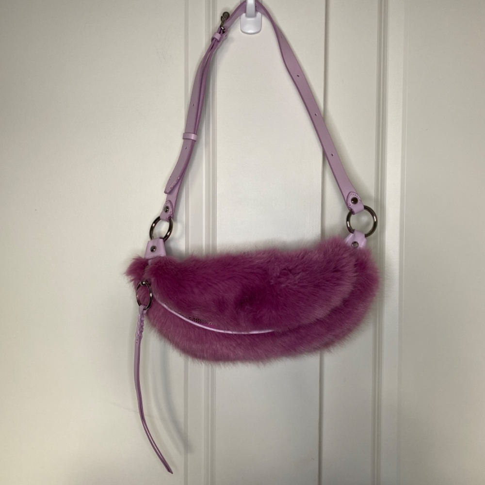Rebecca Minkoff Faux Fur Hip Bag in True Orchid - Picture 3 of 16